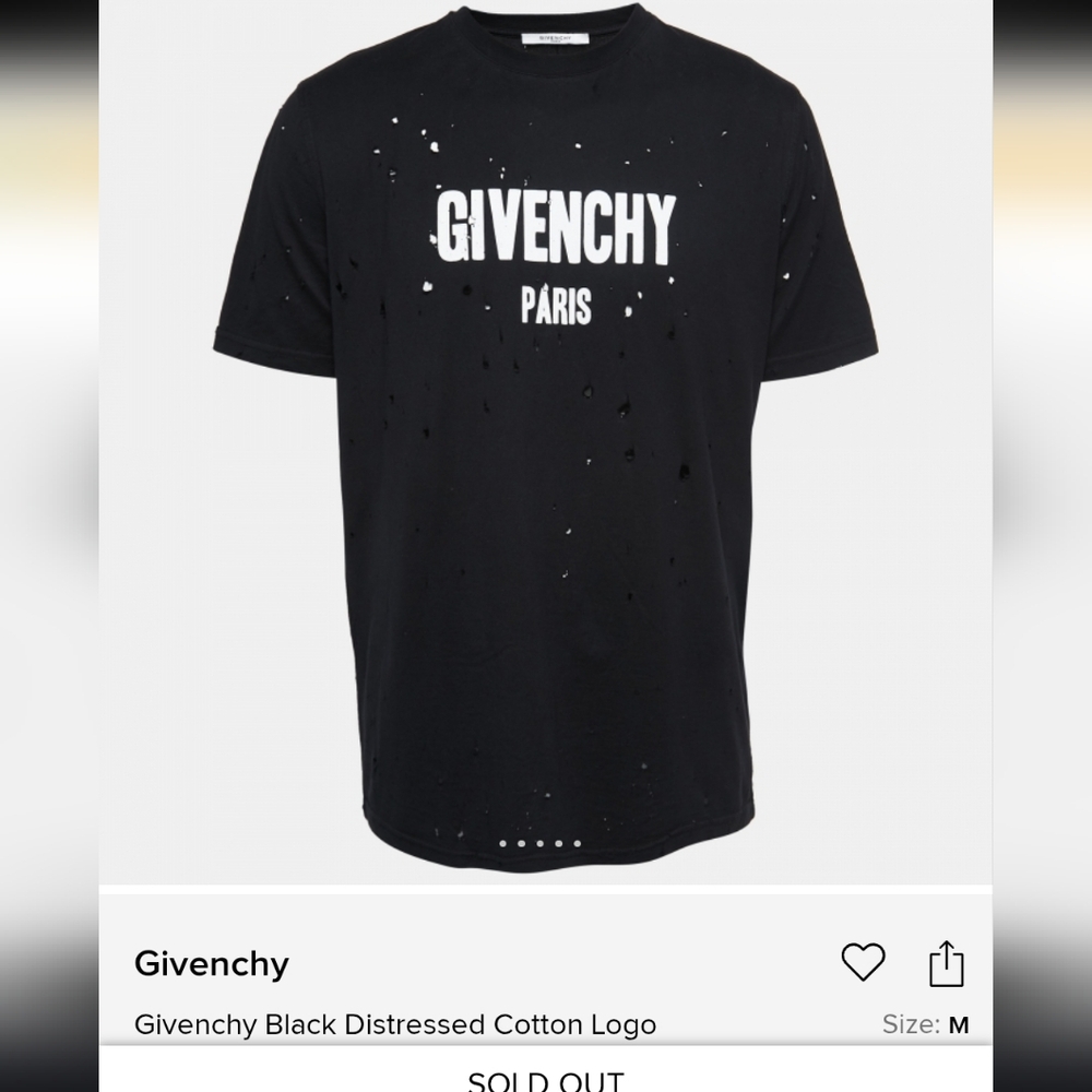 Givenchy Black Distressed Cotton Short Sleeve Tee Unisex XS EUC - Picture 6 of 6